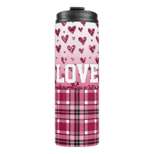 Love Pink Hearts Thermal Tumbler
