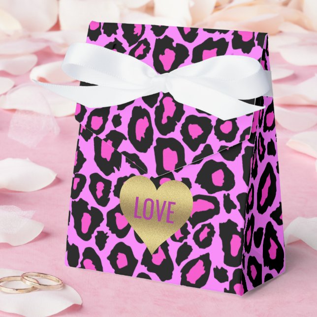 Love Pink & Leopard Celebration Shower Party Favor Boxes (Wedding)
