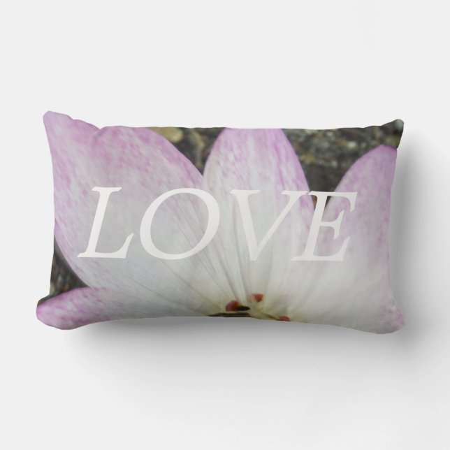lOVE , Pink Lilly, flowers inspiration Lumbar Pillow (Front)