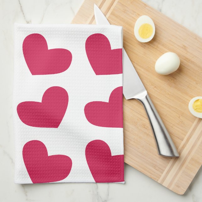 Love Pink Love Heart Kitchen Towel (Quarter Fold)