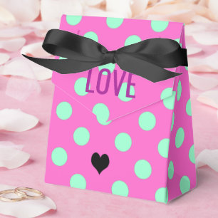 Love Pink & Mint Polka Dots Bridal Shower Party Favor Boxes