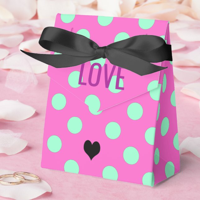 Love Pink & Mint Polka Dots Bridal Shower Party Favor Boxes (Wedding)