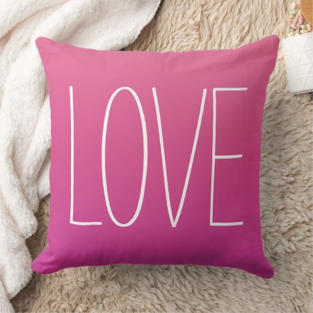 Love Pink Modern Simple Typography Throw Pillow
