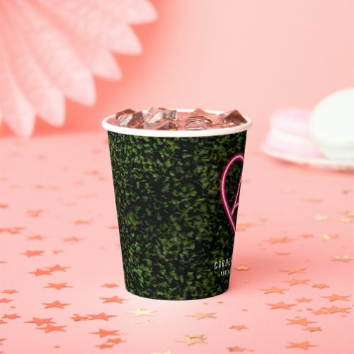 Love Pink Neon Sign Boxwood Heart Wedding Paper Cups