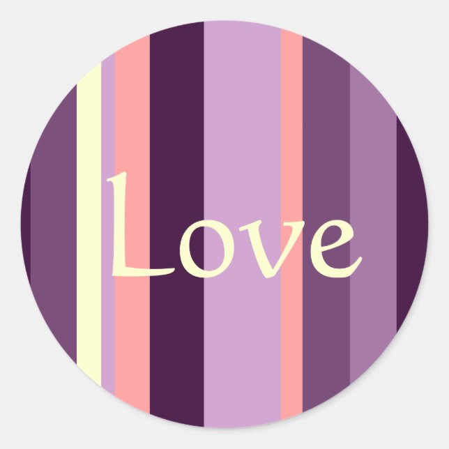 Love Pink Purple Envelope Seal Wedding Sticker (Front)
