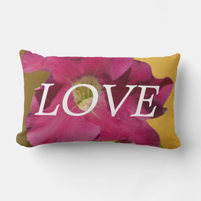lOVE , Pink Purple Petunia, flowers inspiration Lumbar Pillow (Front)
