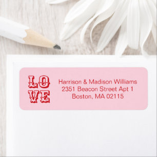 Love pink red modern fun typography custom label