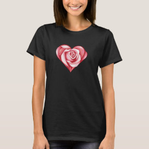Love Pink Rose Flower Graphic Art T-Shirt