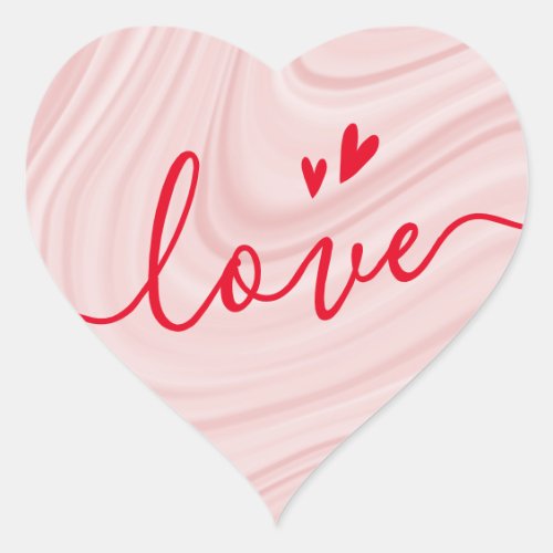 Love _ pink satin swirls Valentines Day Heart Sticker