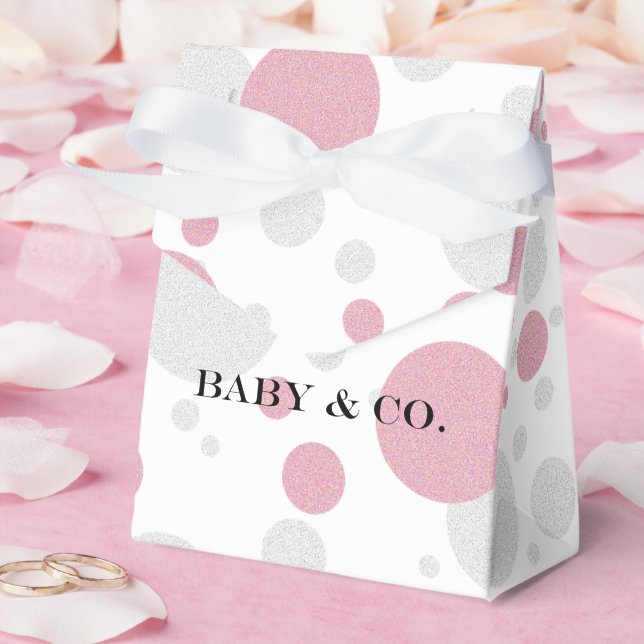 Love Pink & Silver Polka Dot Sprinkle Shower Party Favor Boxes (Wedding)