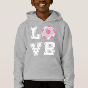 Love Pink Soccer Ball - White Letters  Hoodie