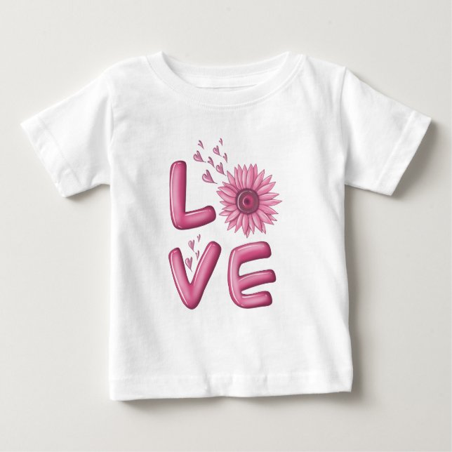 Love Pink Sunflower   Baby T-Shirt (Front)