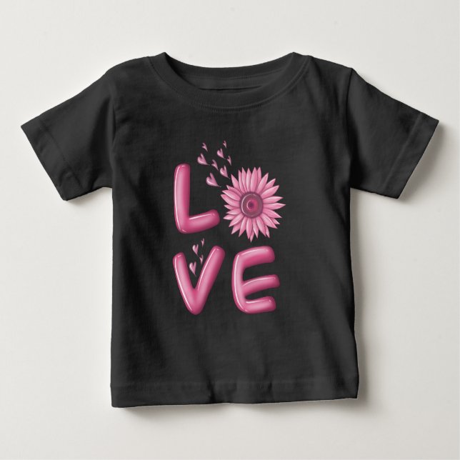 Love Pink Sunflower   Baby T-Shirt (Front)