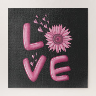 Love Pink Sunflower Jigsaw Puzzle