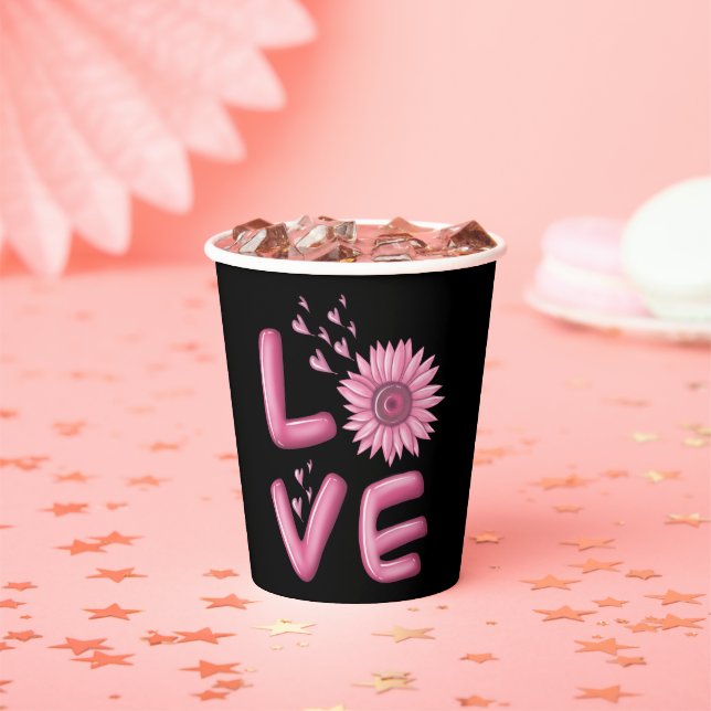 Love Pink Sunflower   Paper Cups (Insitu)