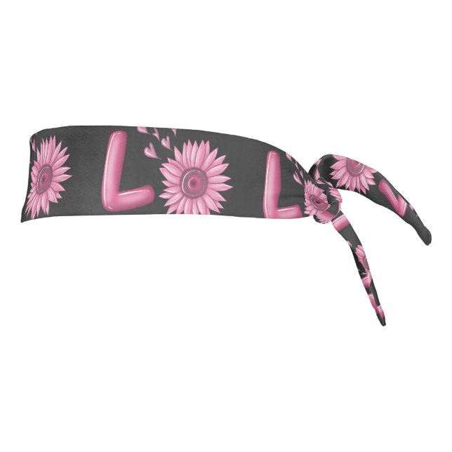 Love Pink Sunflower     Tie Headband (Rotate 90)