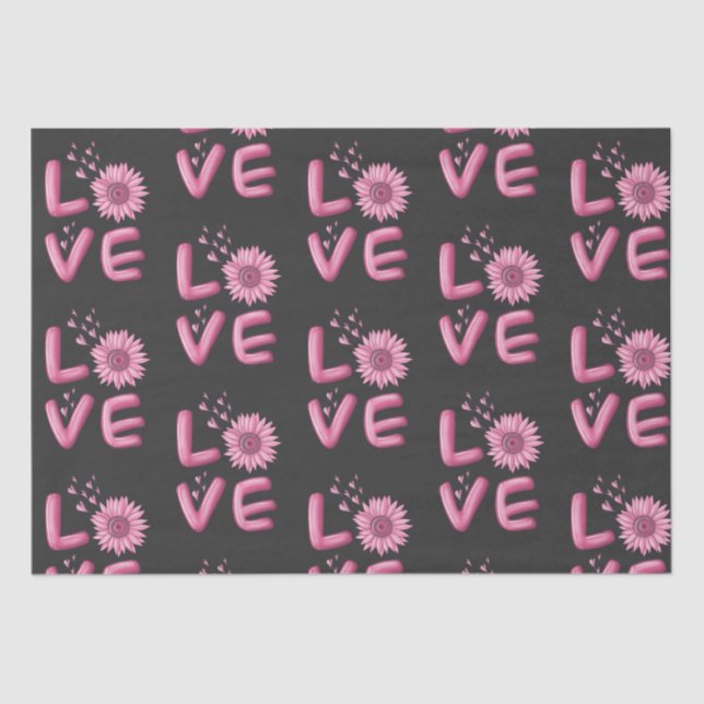 Love Pink Sunflower     Tissue Paper (Front)