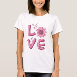 Love Pink Sunflower Womens T-Shirt