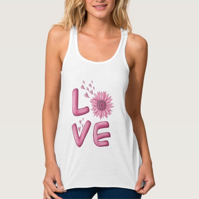 Love Pink Sunflower Womens   Tank Top (Front)