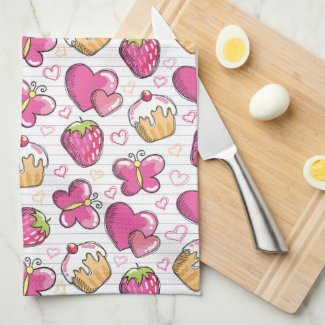 Love Pink Sweets Kitchen Towel