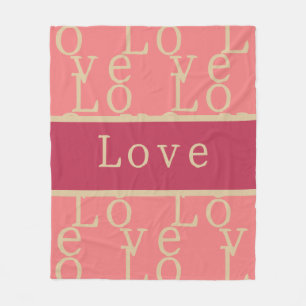 Love Pink Typography Pattern Fleece Blanket