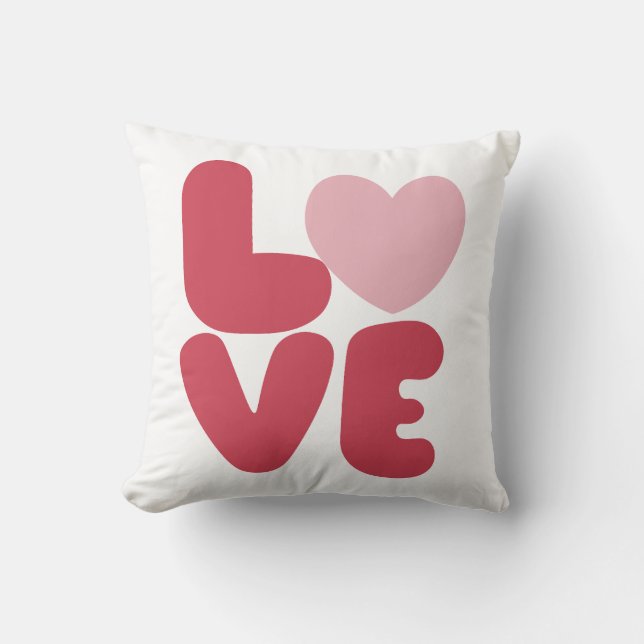 LOVE Pink Typography   Throw Pillow (Front)