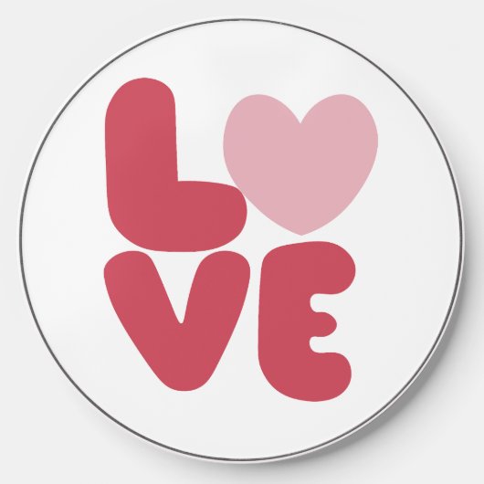 LOVE Pink Typography Wireless Charger (Front)