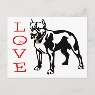 Love Pit Bull Puppy Dog Blank Postcard