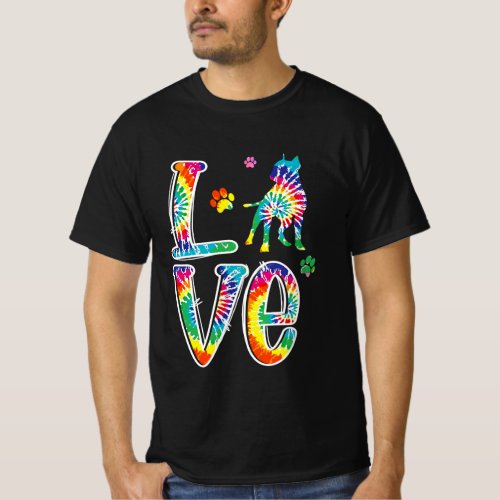 Love Pitbull Tie Dye Rainbow Dog Lover  T_Shirt