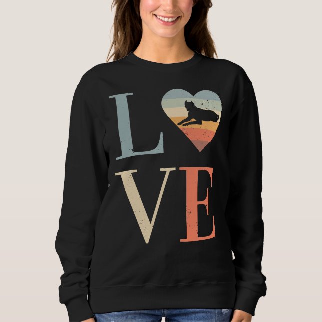 Love Pitbull Vintage Retro Dog Lover Sweatshirt (Front)