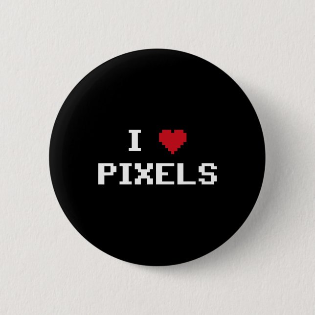 Love Pixels C64 Fans Heart Gaming Shirt Funny Vide Button (Front)