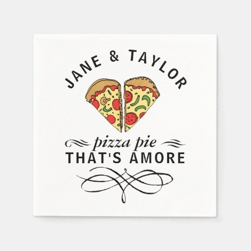 Love Pizza Add Names Paper Napkins