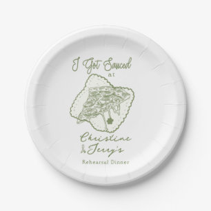 Love & Pizza Casual Rehearsal Dinner Paper Plates