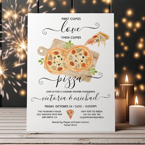 Love  Pizza Couples Shower Invitation