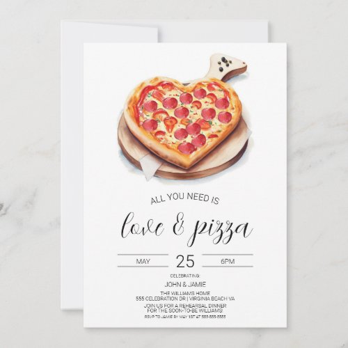 Love  Pizza Invitation Engagement Couples Shower Invitation