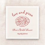 Love & Pizza Italian Hand Drawn Red Bridal Shower Napkins<br><div class="desc">Charming hand-drawn Italian-inspired red bridal shower napkins featuring playful "Love & Pizza" designs. Perfect for celebrating the bride with warmth,  whimsy,  and a slice of fun!</div>
