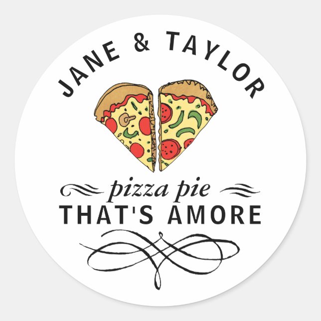 Love Pizza Personalized Classic Round Sticker (Front)