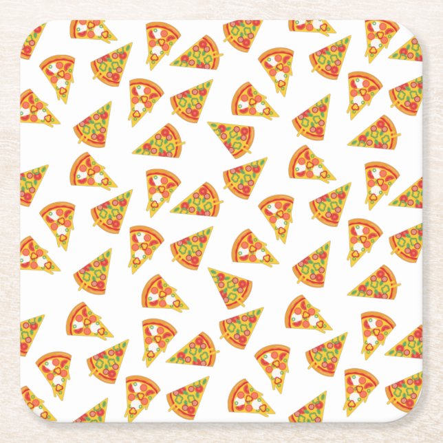 Love Pizza Square Paper Coaster (Front)