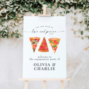 Love & Pizza Welcome Engagement Sign