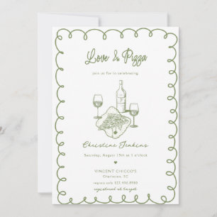 Love & Pizza Whimsical Bridal Shower Invitation