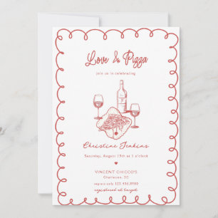 Love & Pizza Whimsical Bridal Shower Invitation
