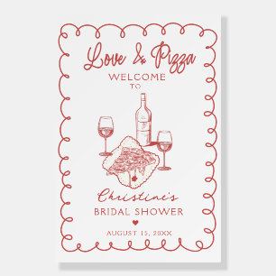 Love & Pizza Whimsical Bridal Shower Sign