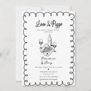 Love & Pizza Whimsical Couples Shower Invitation