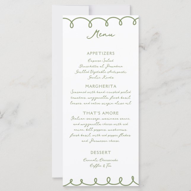 Love & Pizza | Whimsical  Menu (Front)