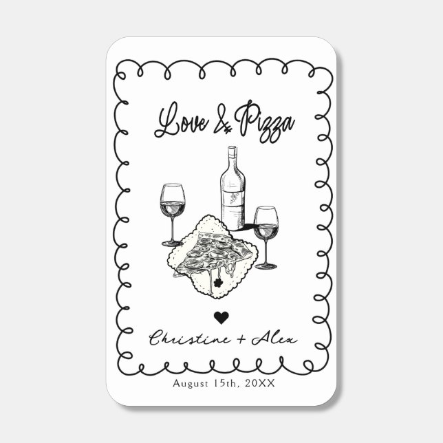 Love & Pizza | Whimsical  Wedding Matchboxes (Front)