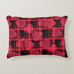 Love plaid accent pillow