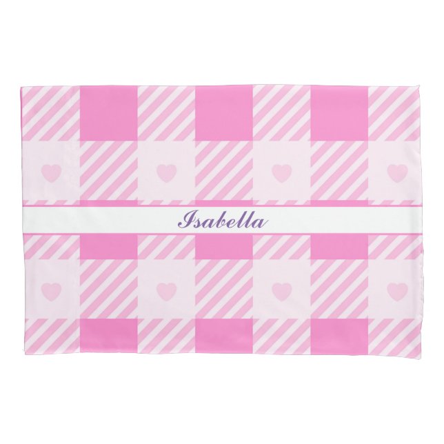 Love Plaid Modern Pink Collection Pillow Case (Front)