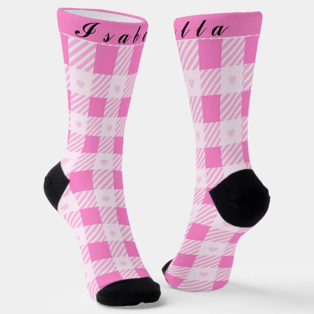 Love Plaid Modern Pink Collection Socks (Angled)