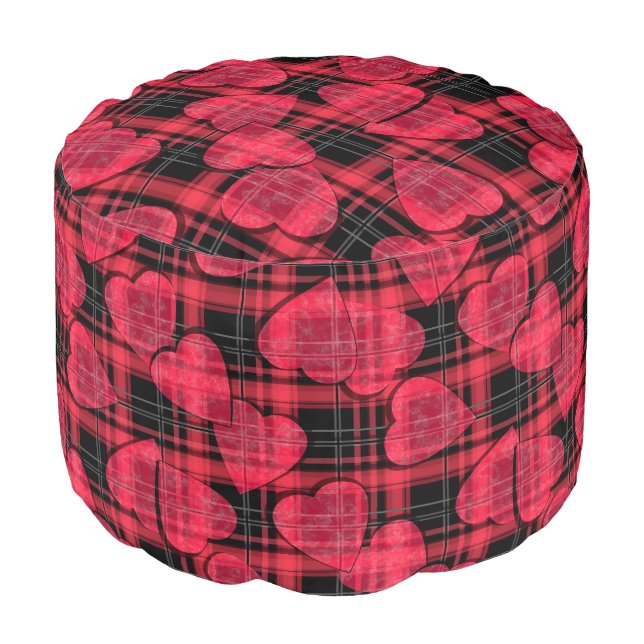 Love plaid pouf (Angled Front)