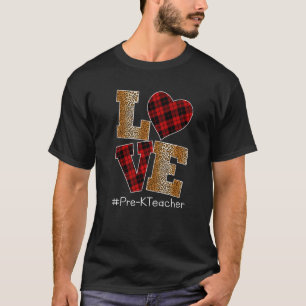 LOVE Plaid Red Leopard Pre-k Teacher Valentines Da T-Shirt